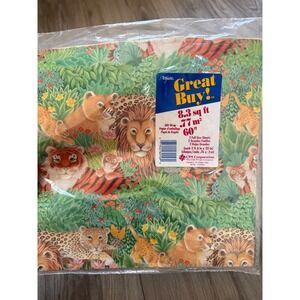 Vintage Artfaire Jungle Safari Gift Wrap 2 Sheets Lion Tiger Leopard 8.3 Sq Ft